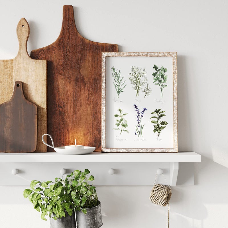 Barnyard Designs Kitchen Herbs and Spices Wall Art Decor Botanical Print Sign Rustic Country Farmhouse Wood Plaque Framed Home Wall Decor 12" x 16" (Herbs A & B, 2 Signs) - Image 4